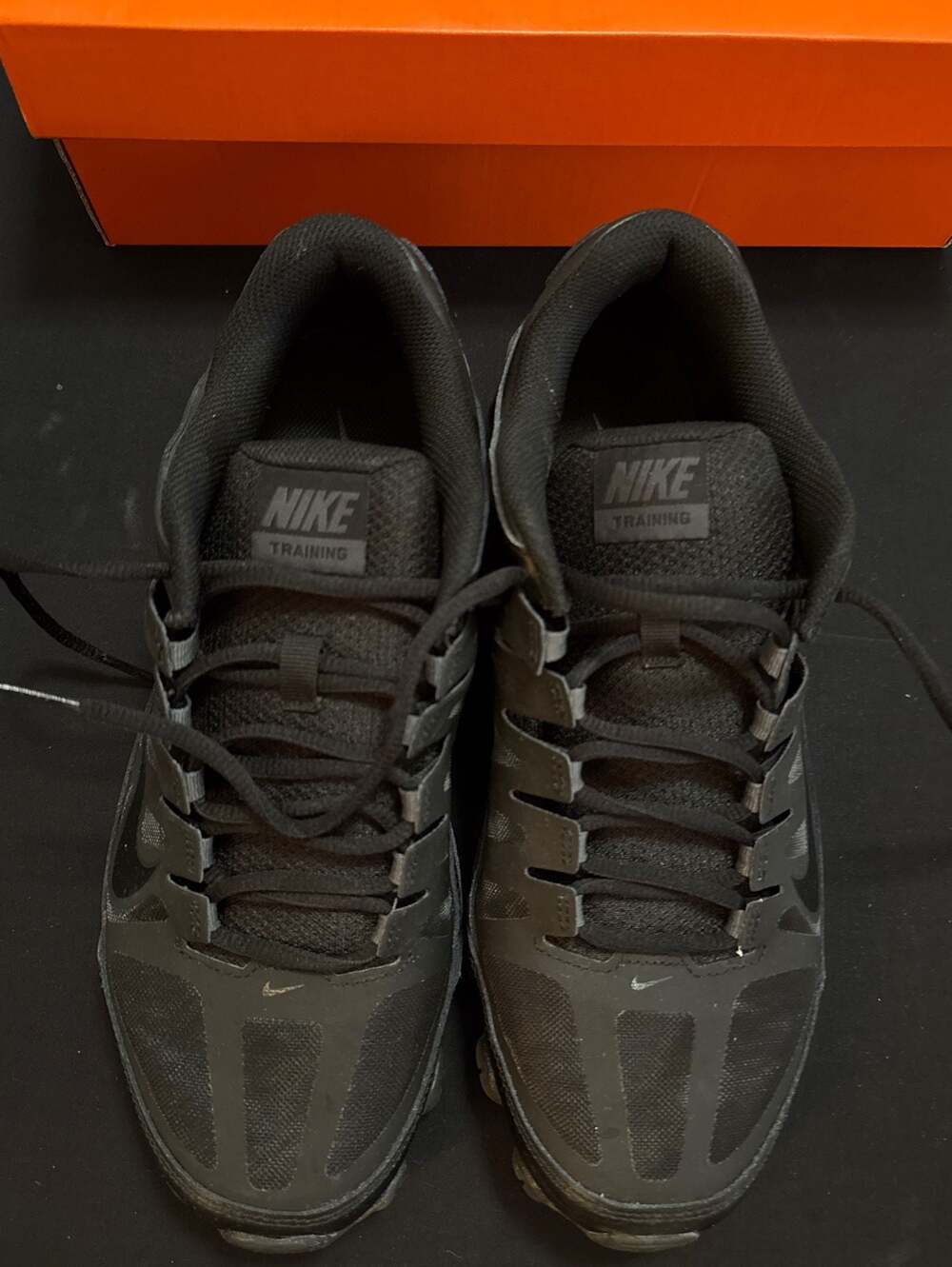 Nike Reax 10 Training Shoes Triple Black Mens Size 10 NEW
